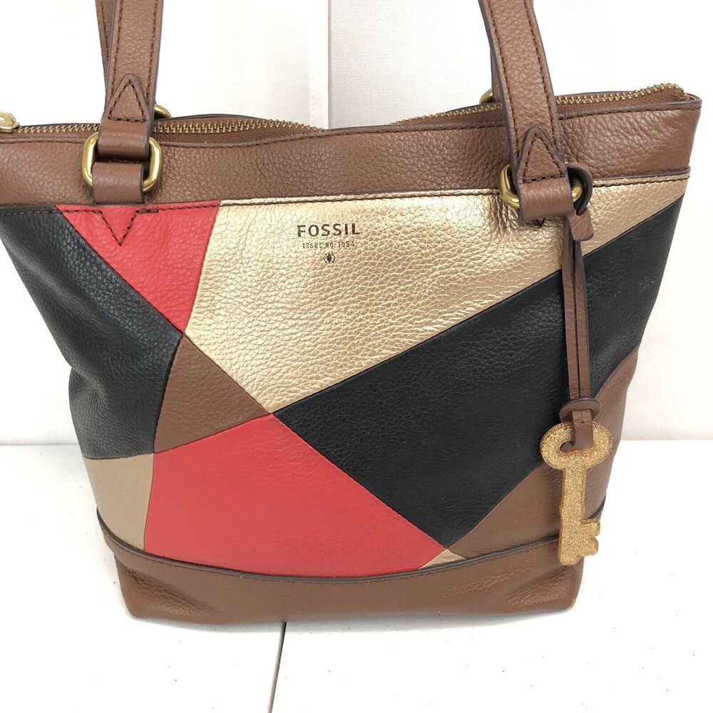 Fossil Diamond Leather Patchwork Purse Shoulder B… - image 2